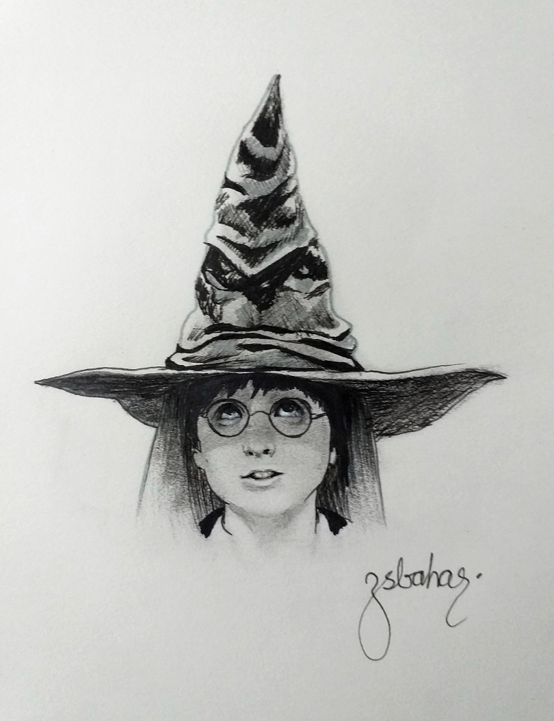 Sorting Head Harry Potter Sorting Hat A5 sketchbook drawing by Artsbyzeynep on ...