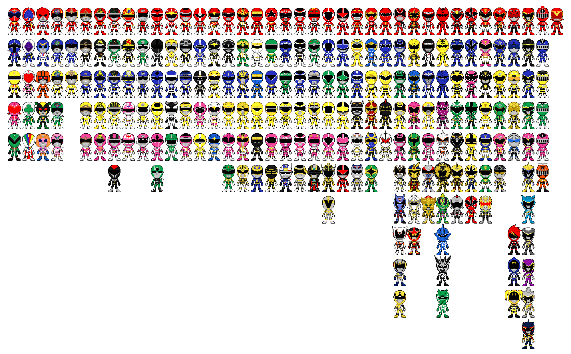 All Super Sentai a.k.a. Power Rangers Pixel Art by Miralupa