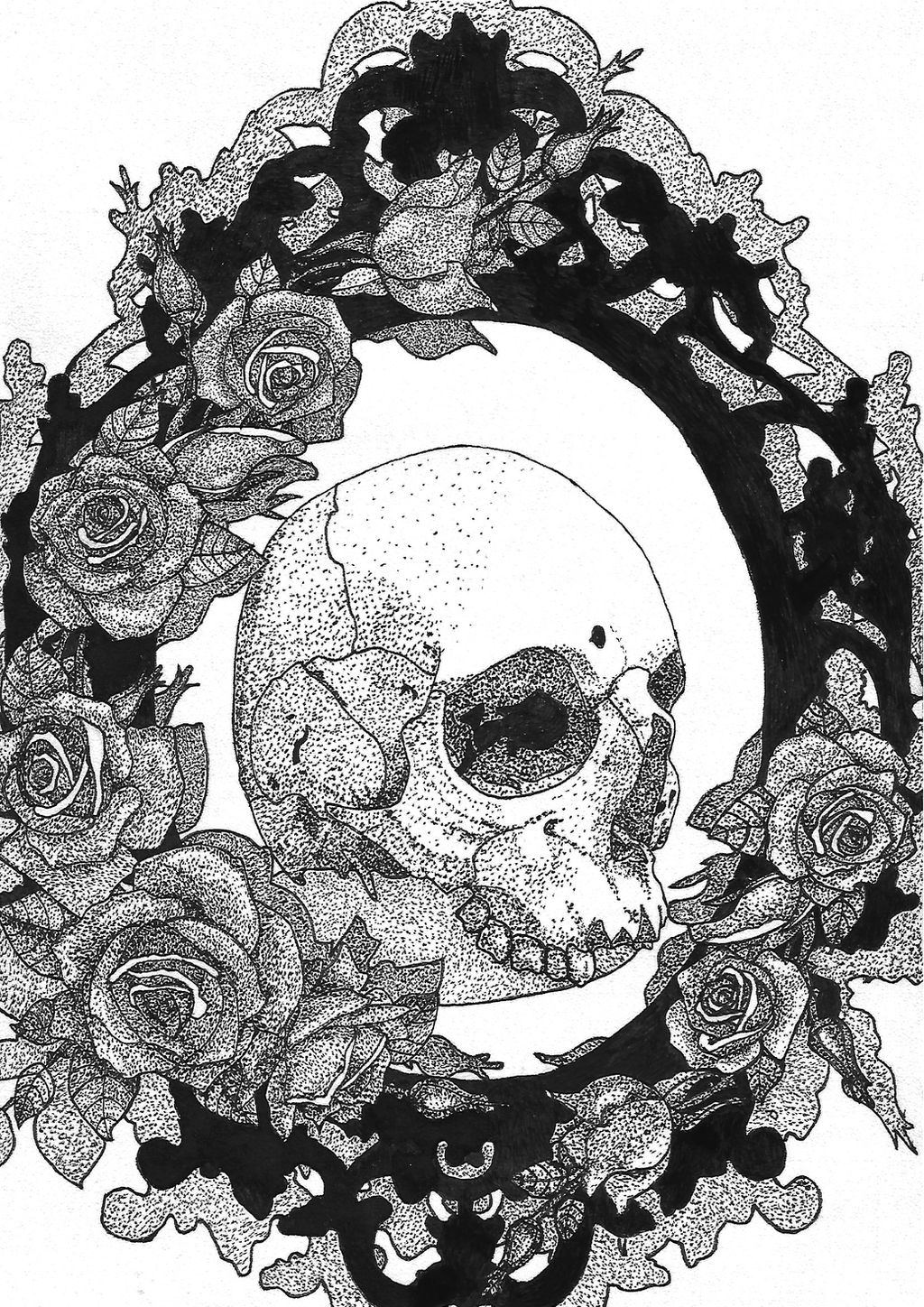 Tattoo 3 - Skull in frame with roses