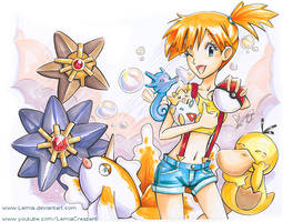 Copic Marker Misty and her Pokemon Team