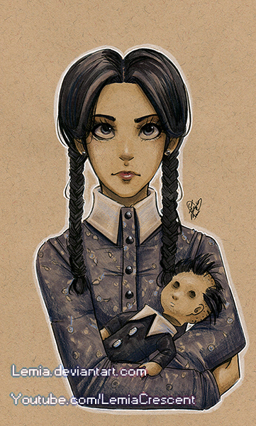 Copic Marker Wednesday Addams