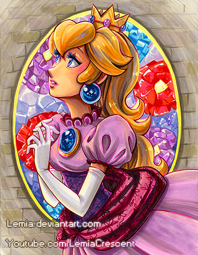 Princess Peach Stained Glass Castle Window by LemiaCrescent