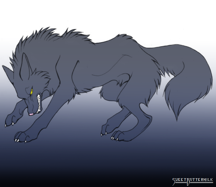 Colored Wolf Line Art