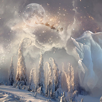 Christmas Night Magic Scene With Flying Santa By by kuschelirmel Christmas Night Magic Scene With Flying Santa By by kuschelirmel