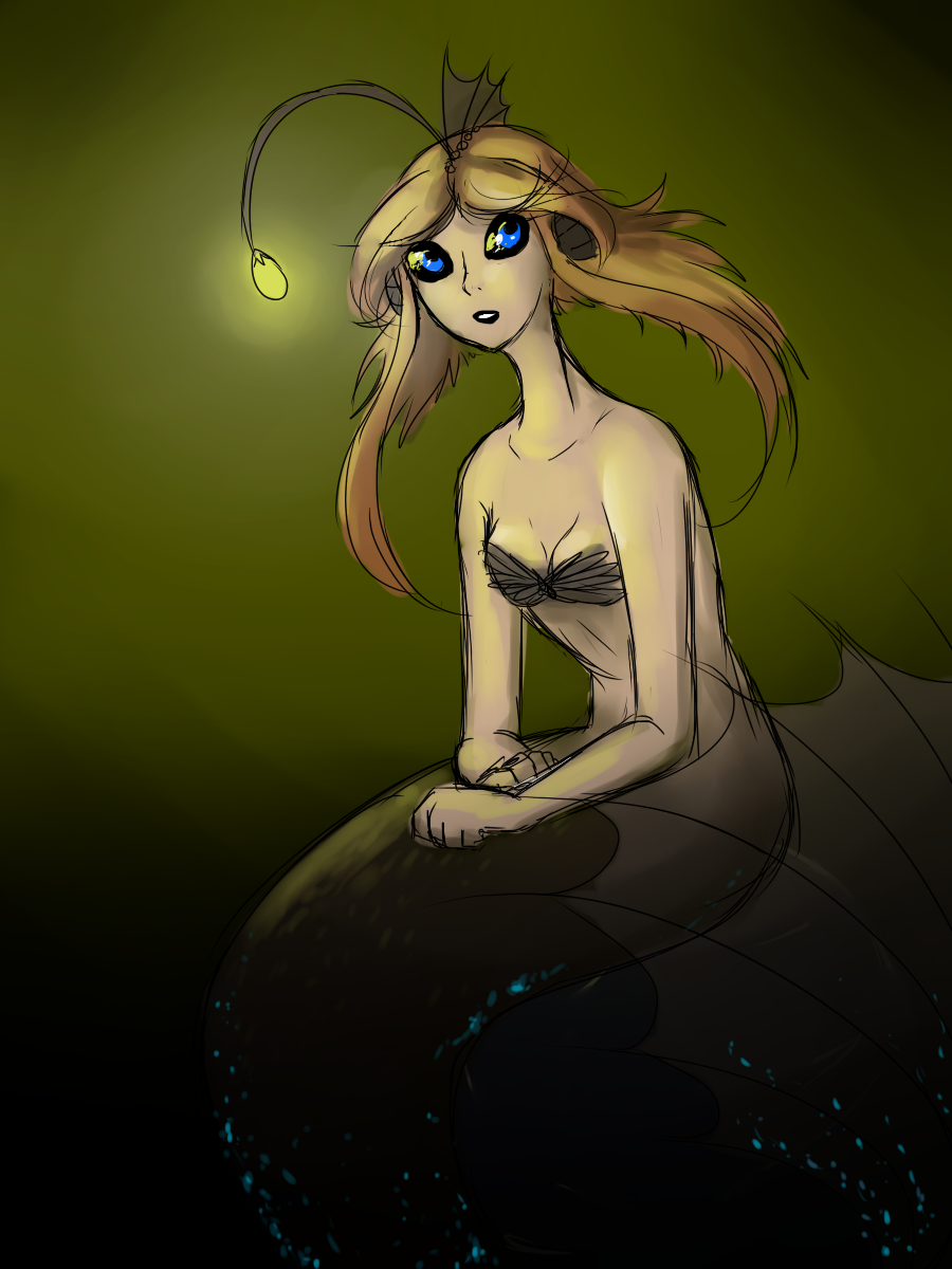 Angler Fish Mermaid- sketch by BlueDressWonder on DeviantArt