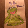 A Frog on a Brown Paper Bag