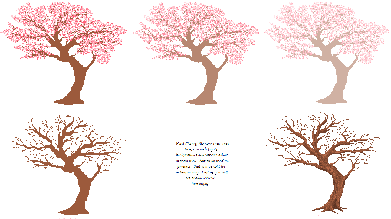 Cherry Blossom Pixel Trees