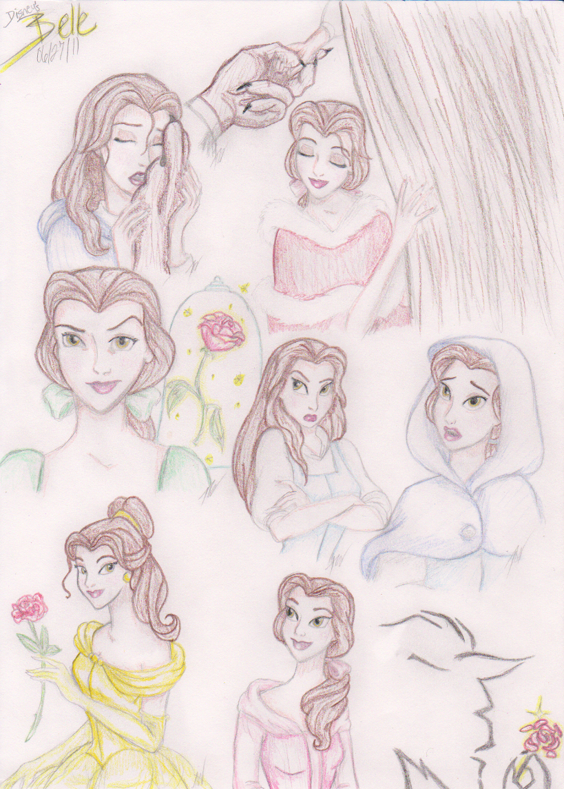 Disney Sketch Colored Belle By Humanstick On Deviantart