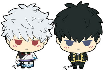 Chibi Gintoki and Hijikata