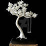 Paper Tree with swing on wood Paper Sculpture