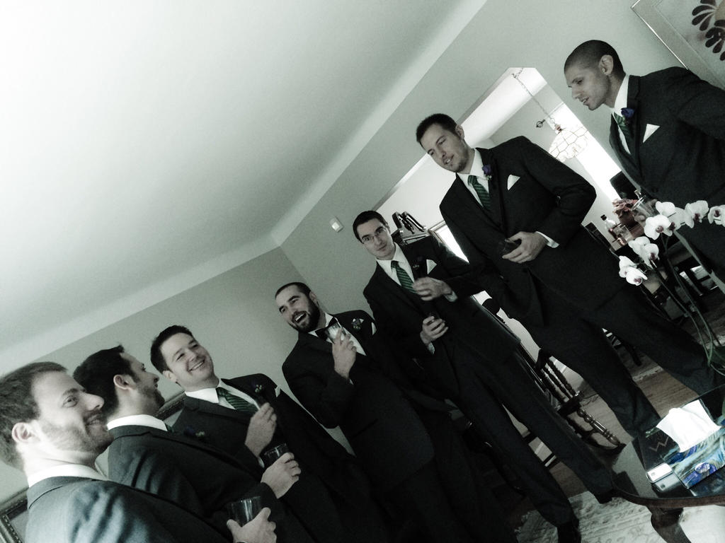 Groomsmen and groom 