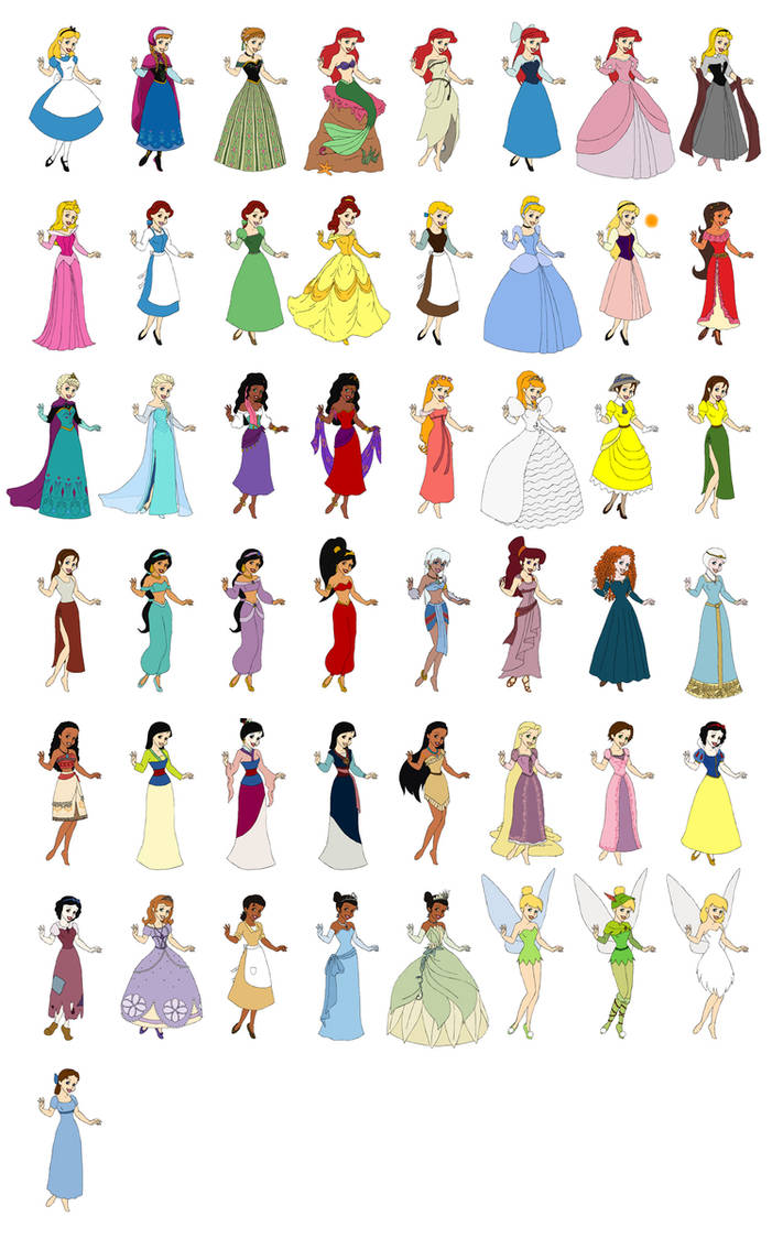 Disney Dress Up V.2: Character Chart by evilfuzzle2 on DeviantArt