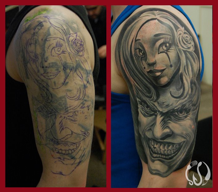 Harley Quinn + Joker(cover up)by Norbert Halasz