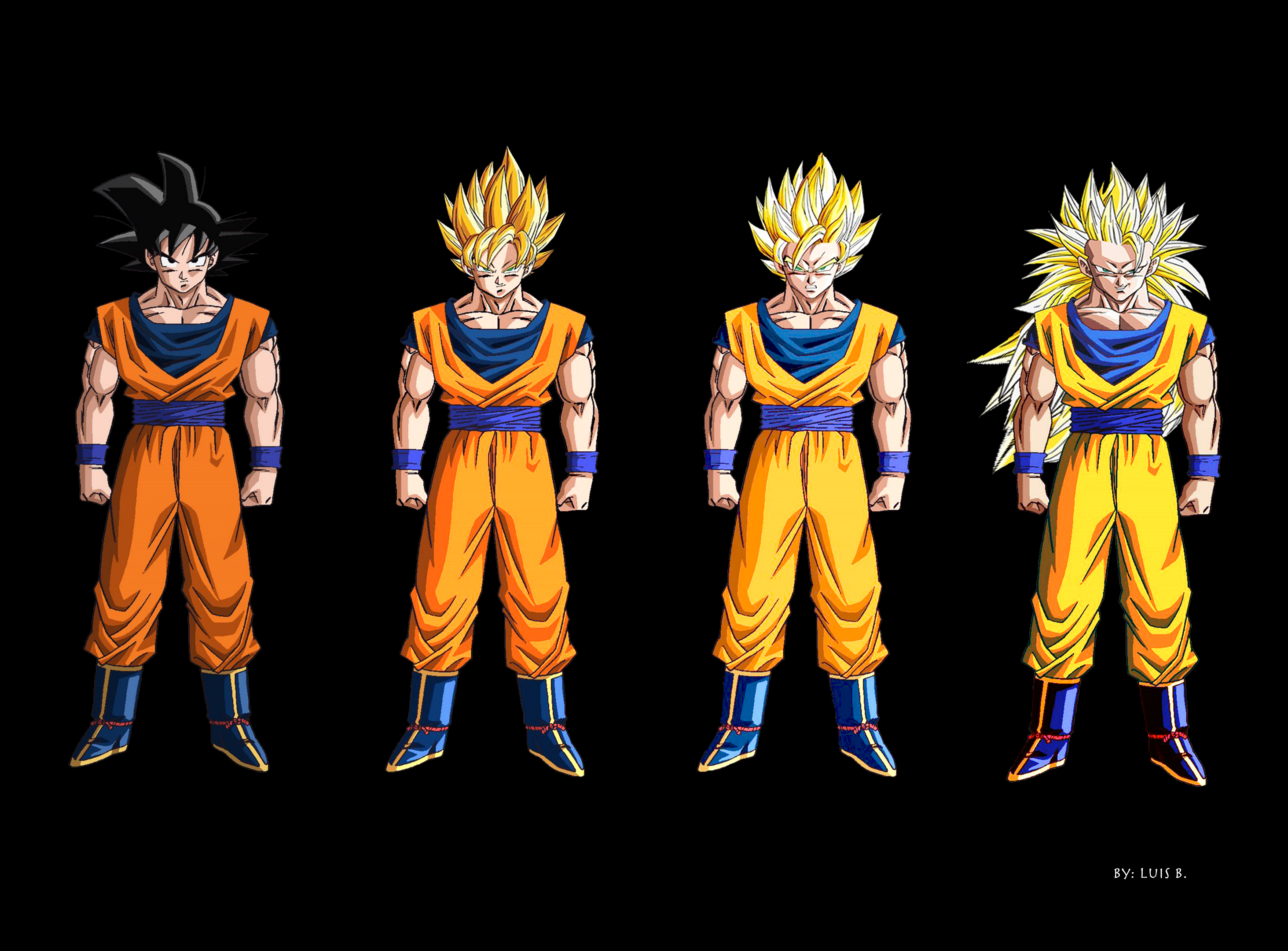 Goku Super Saiyan Transformation All 