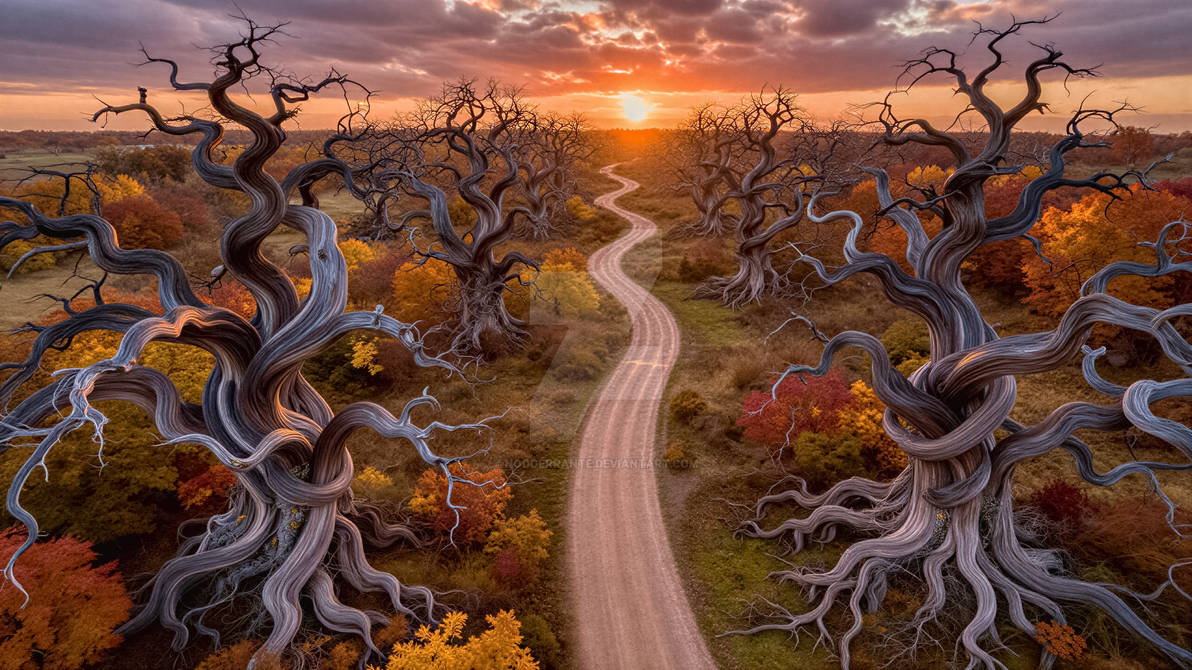 Tree Ents Deviantart Surreal winding path between twisted old trees by NodoErrante on DeviantArt