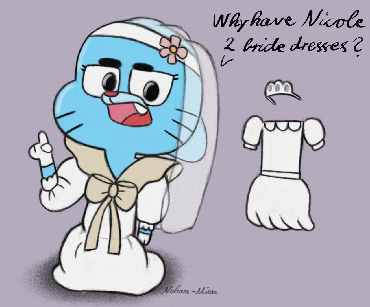 Gumball wear Nicole's second wedding Dress by Nohara-Misae on DeviantArt
