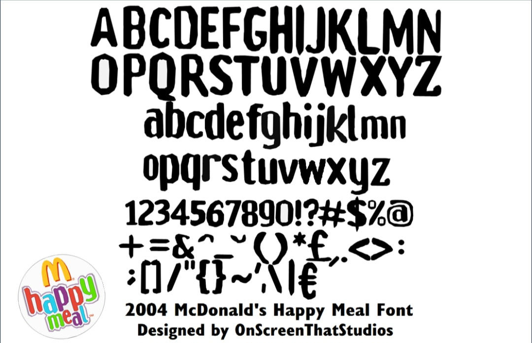 2004 McDonald's Happy Meal Font by OnScreenThatProds on DeviantArt
