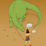 TLIID Wonder Woman for Amelia - Fighting dinosaurs