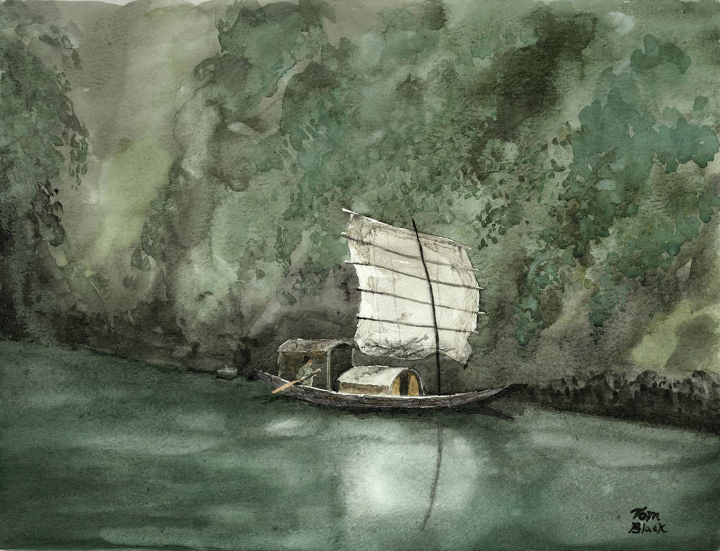Boat on a Misty River by Bigsteel Boat on a Misty River by Bigsteel