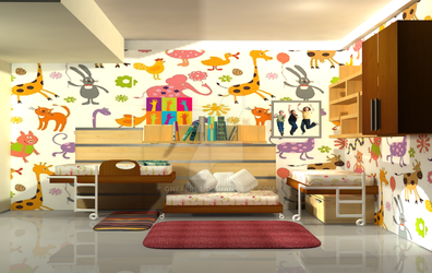 3D modeling and texturing #kidsroom interior