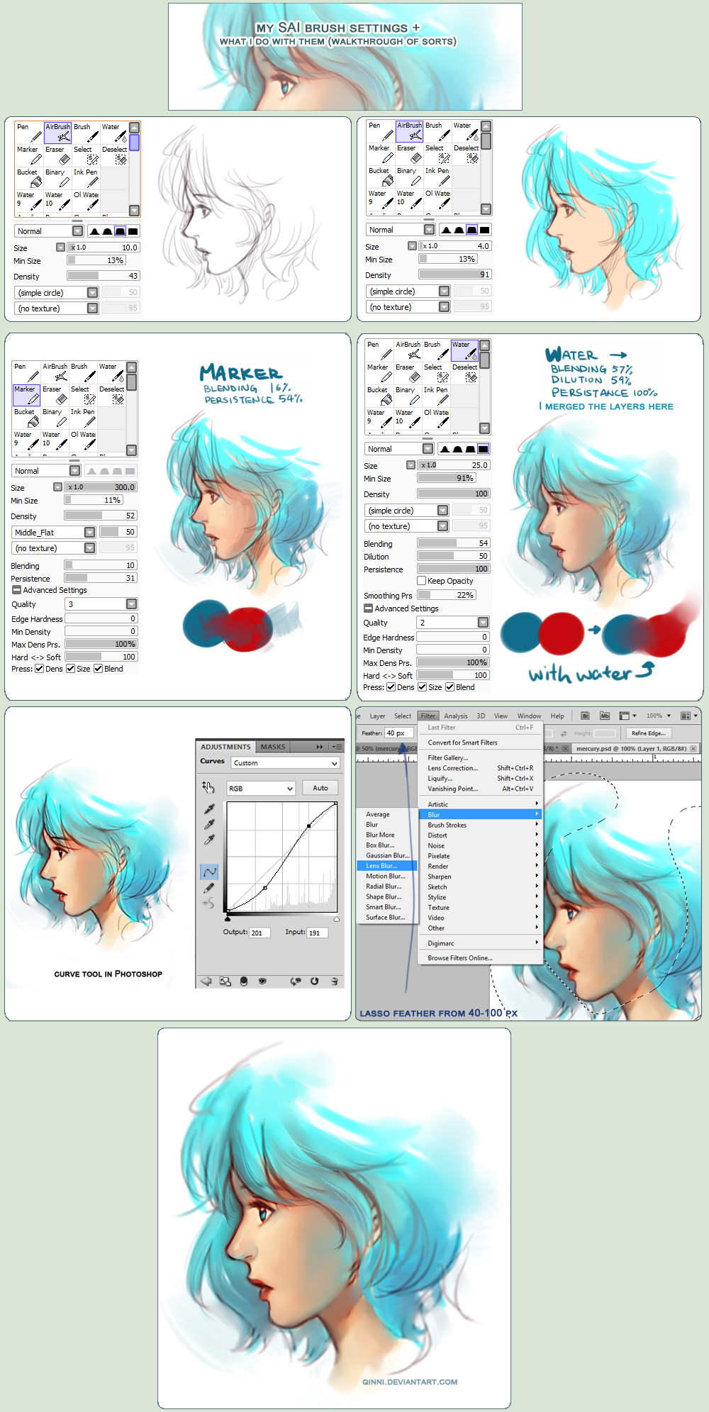 SAI Brush Setting+how they're used + Walkthrough