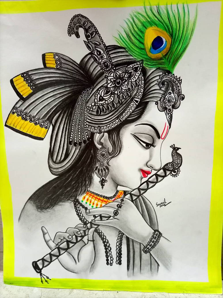 Lord Krishna drawing by sunilsamantara on DeviantArt