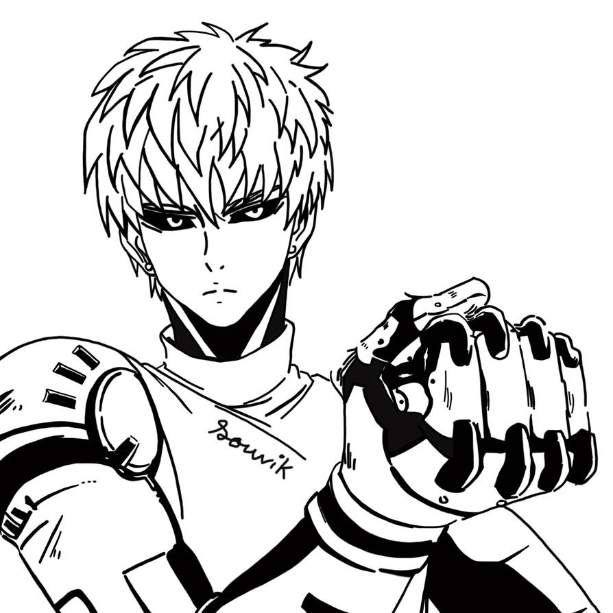 One Punch Man - Genos Line art by Souvik071 on DeviantArt