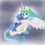 Princess Celestia with young Luna