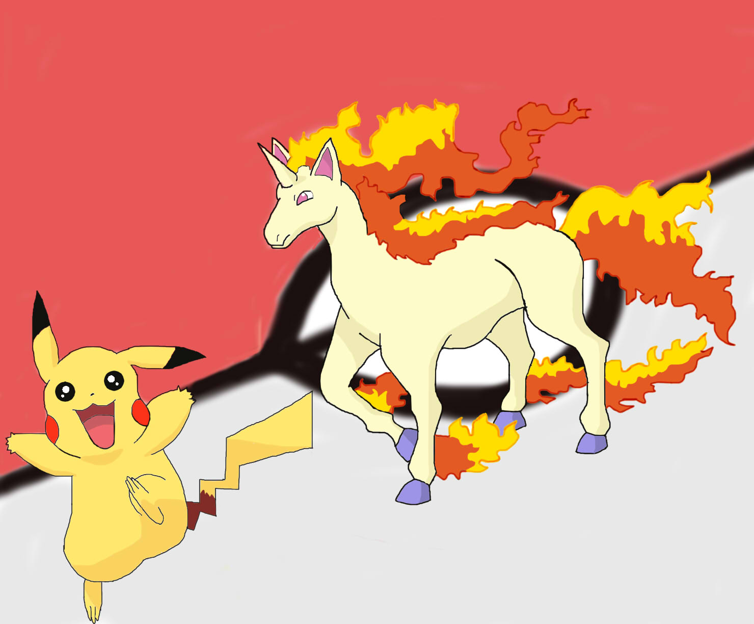 Pikachu and Rapidash