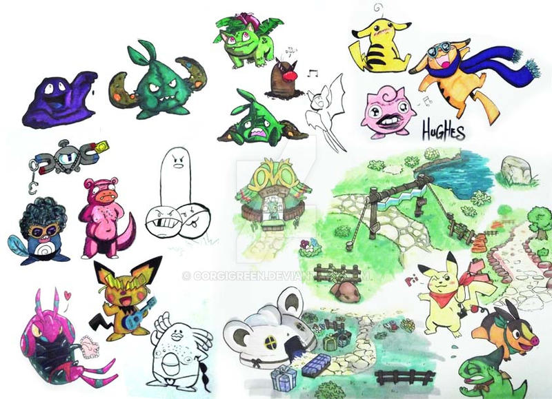 pokemon sketch dump by CorgiGreen on DeviantArt