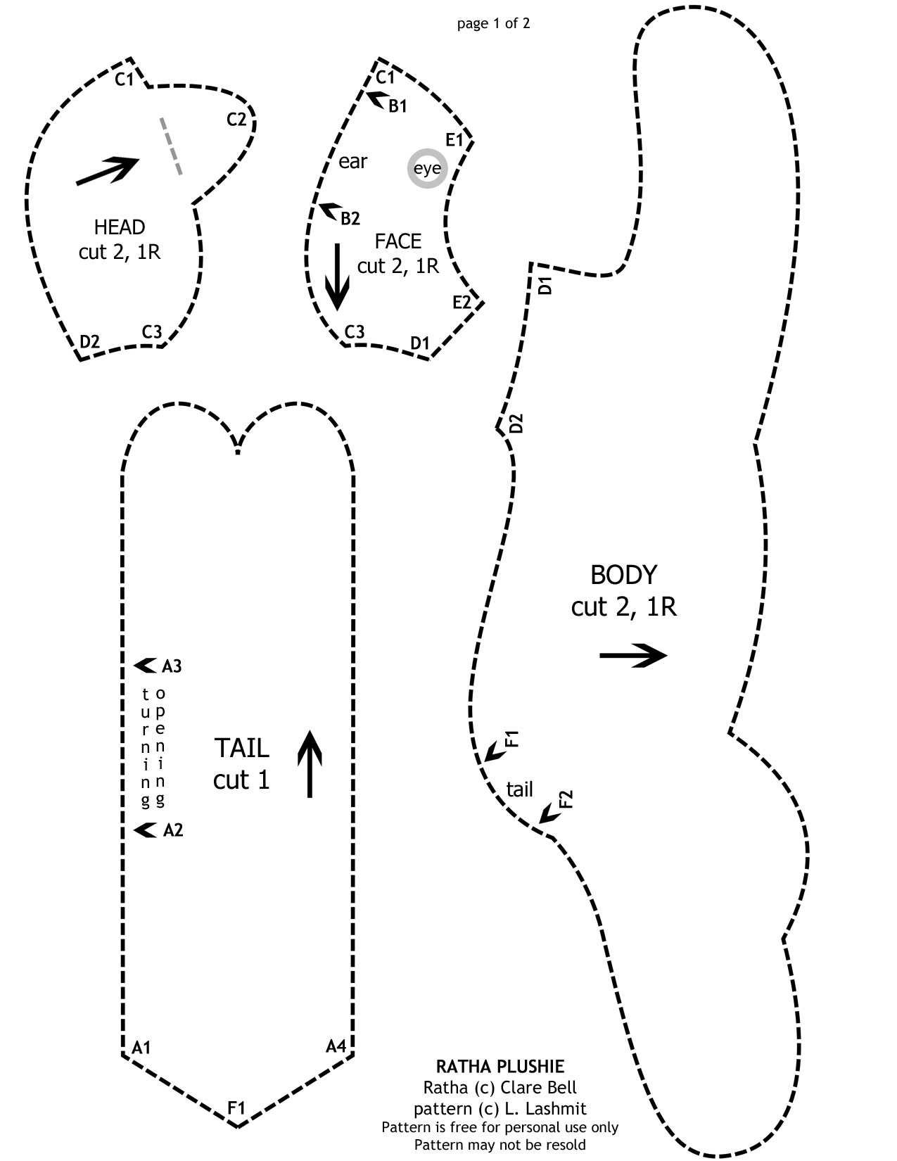 Freebie Ratha Plushie Pattern page 1