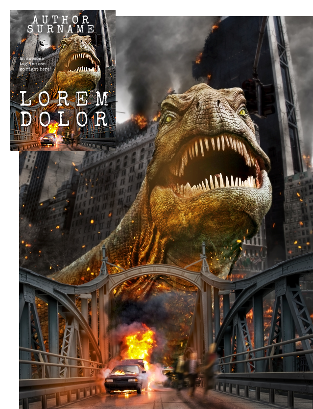 Kaiju Attack Premade Book Cover