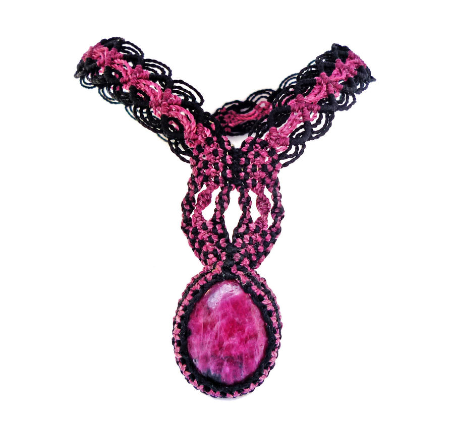 Macrame Necklace with Ruby