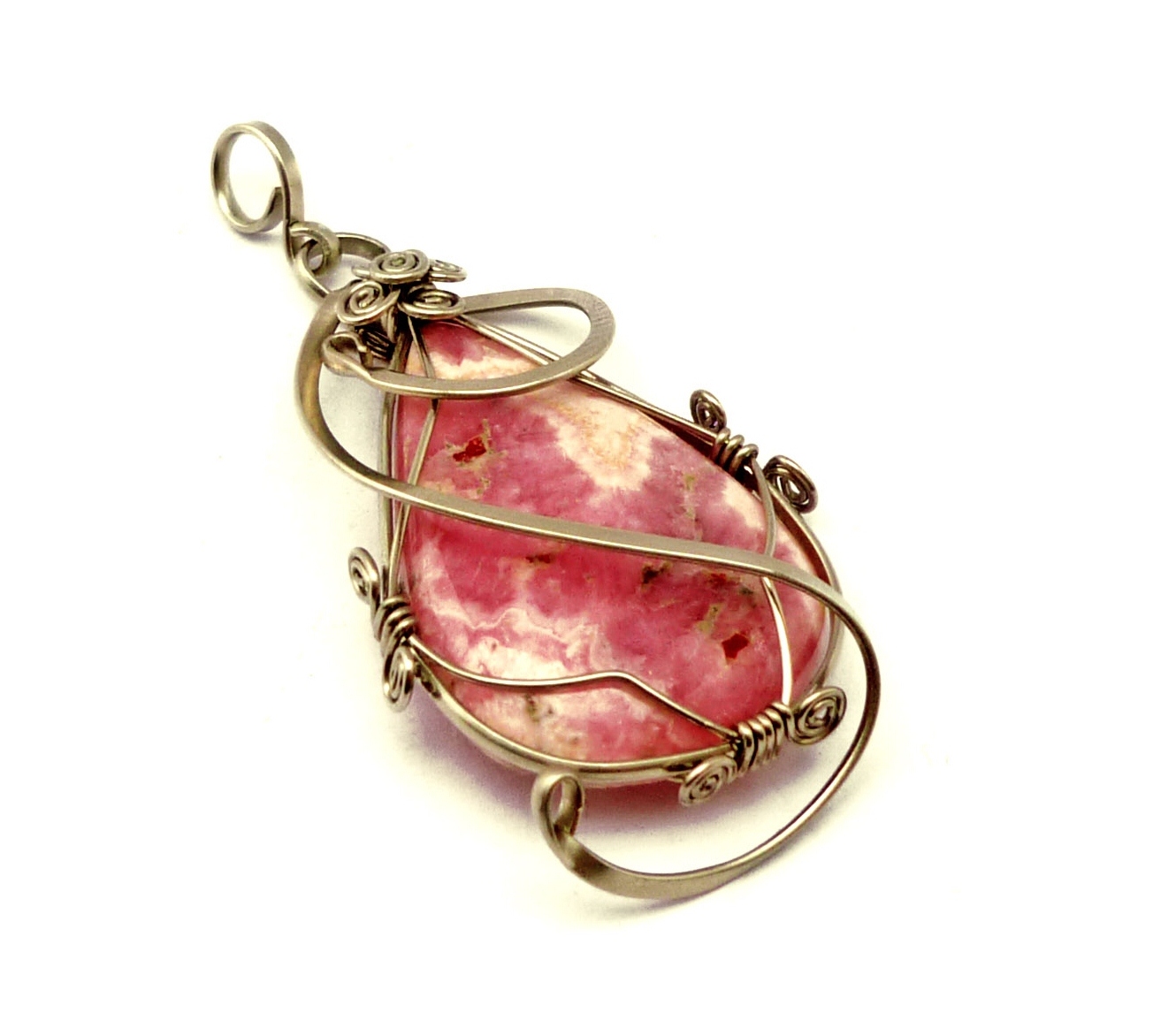 Wire Wrap Pendant with Rhodochrosite stone