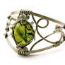 Wire Wrap Cuff Bracelet with Prehnite stone