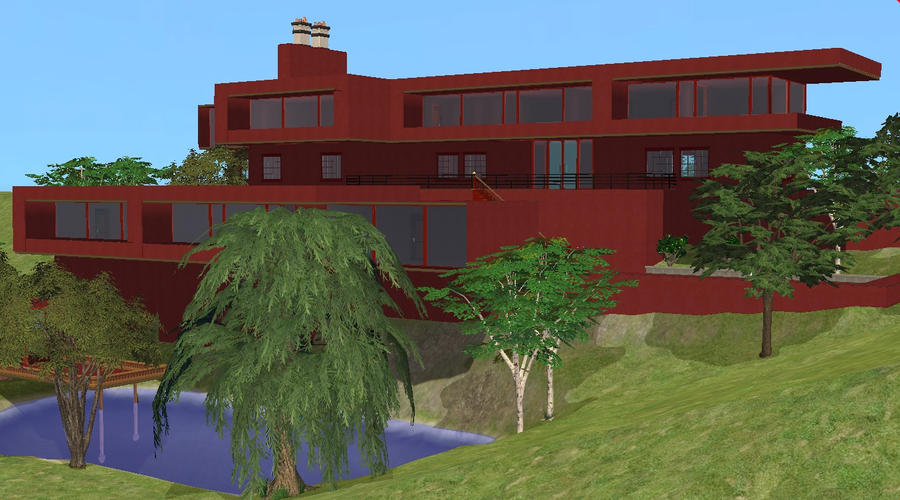 Sims 2 Modern red home