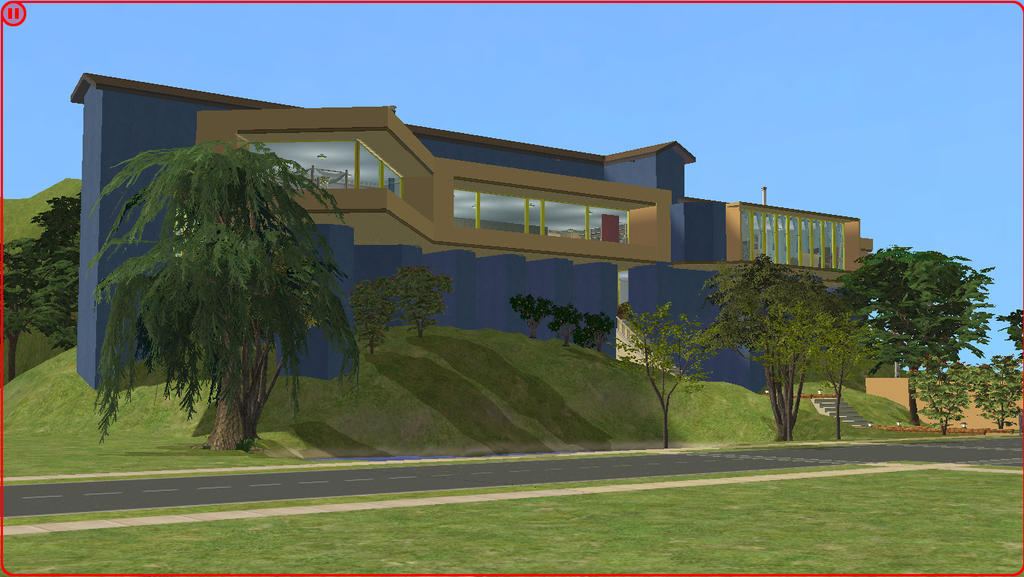 Sims 2 Modern blue house