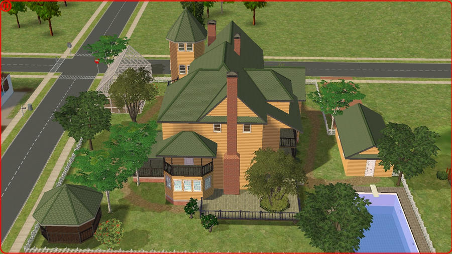 Sims 2 Yellow colonial home