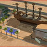 Sims 2 Pirate ship, with a modern guest house