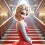Elsa in a red dress