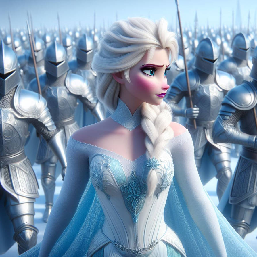 Elsa standing with an army of knights by disneyfan135 on DeviantArt