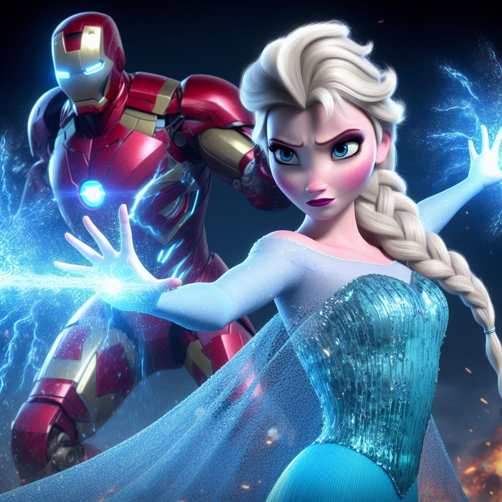 Elsa fighting alongside Iron Man by disneyfan135 on DeviantArt
