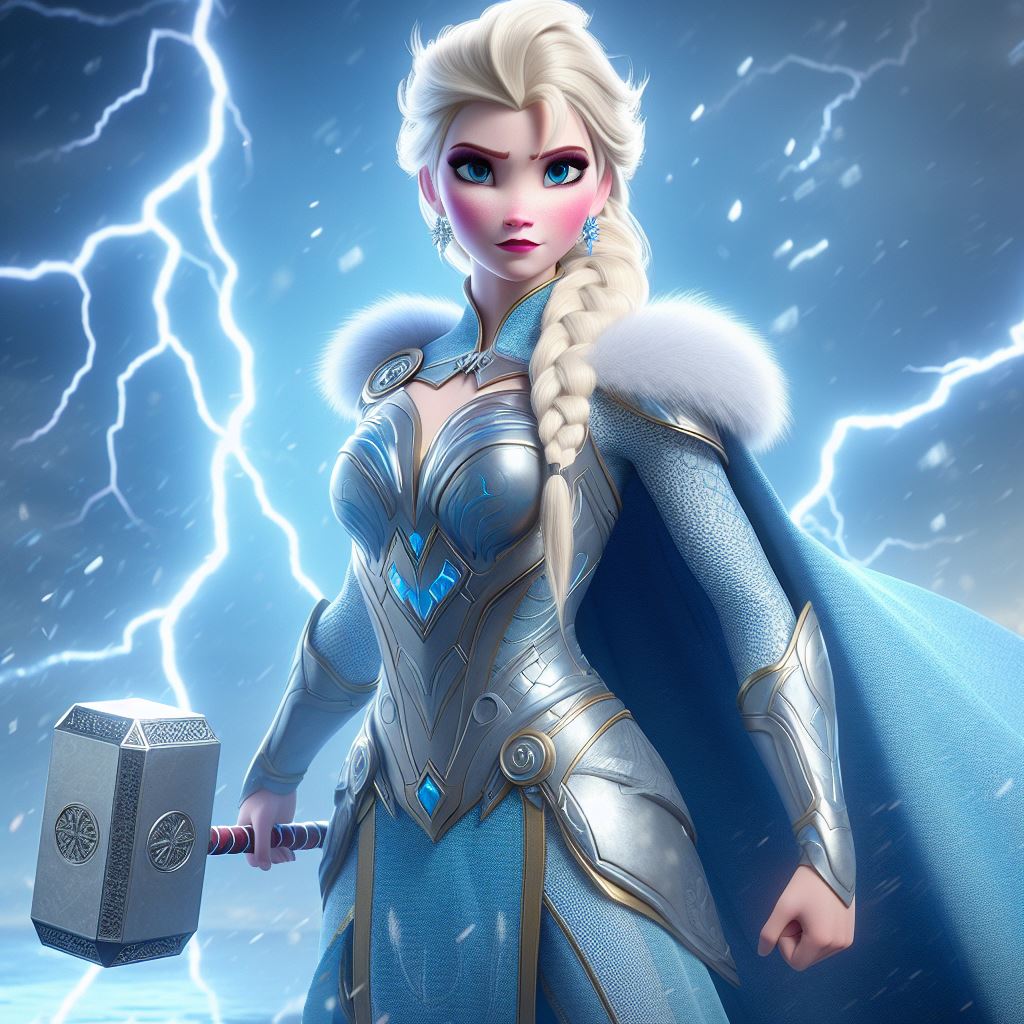 Elsa Standing Heroically With Thor's Hammer by disneyfan135 on DeviantArt