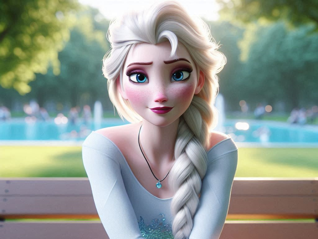 Posest Elsa Elsa sitting on a bench in a public park by disneyfan135 on DeviantArt