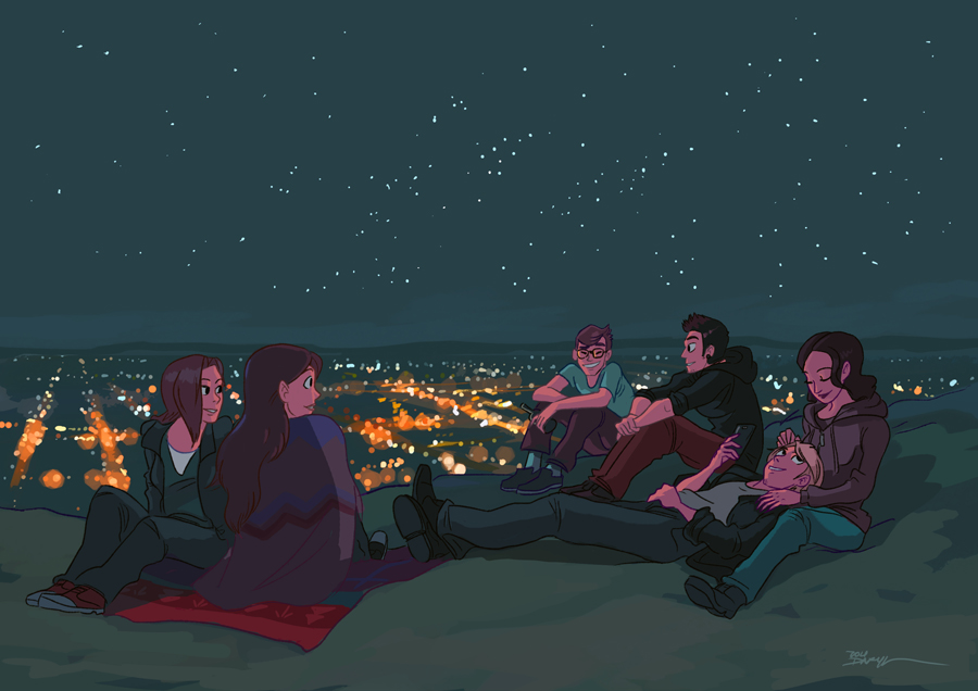 On the hill under a sea of stars