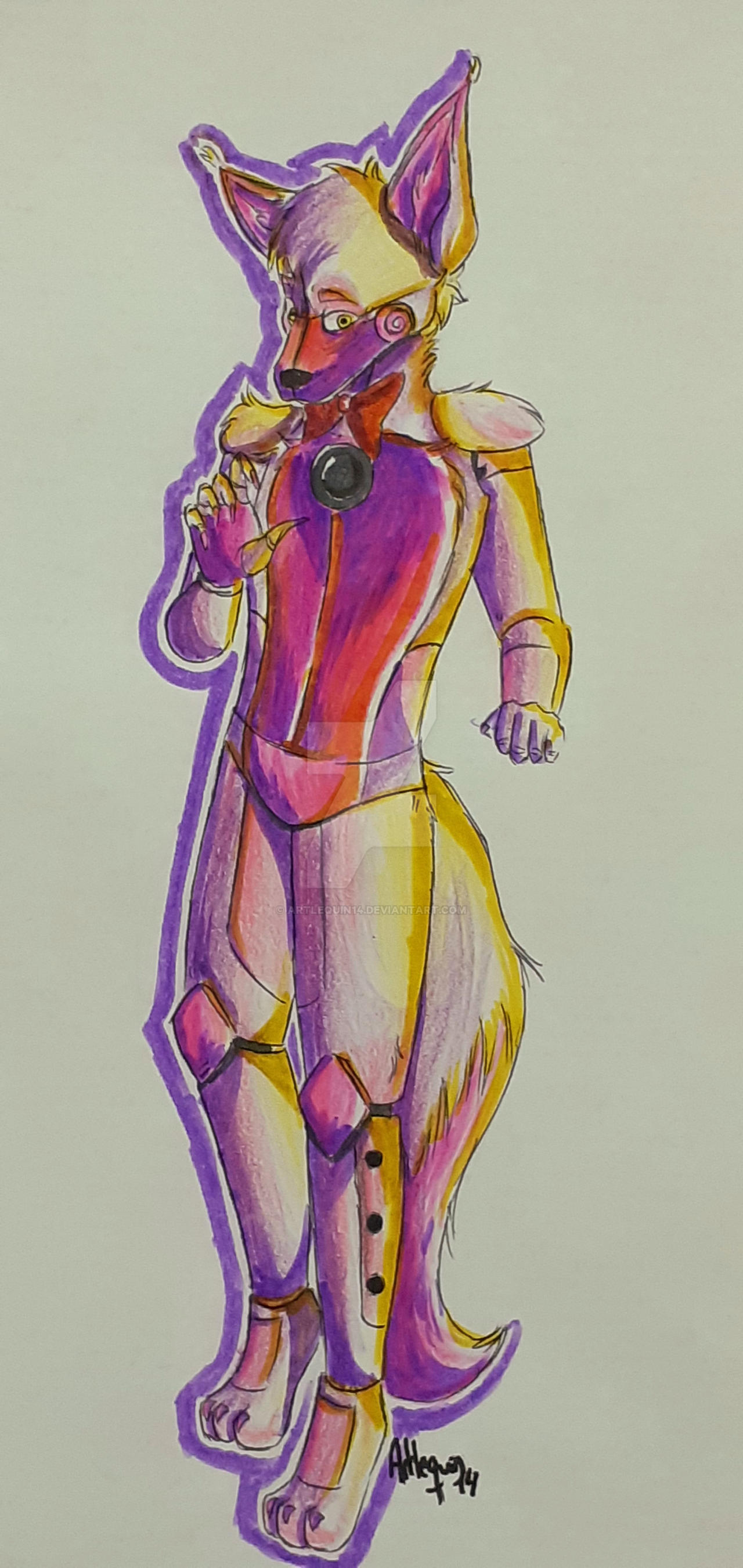 Funtime Foxy hand drawing by Artlequin14 on DeviantArt