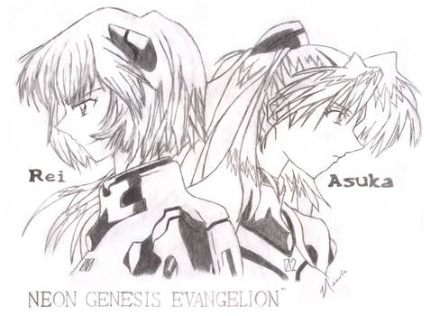 Neon Genesis Evangelion - Rei and Asuka
