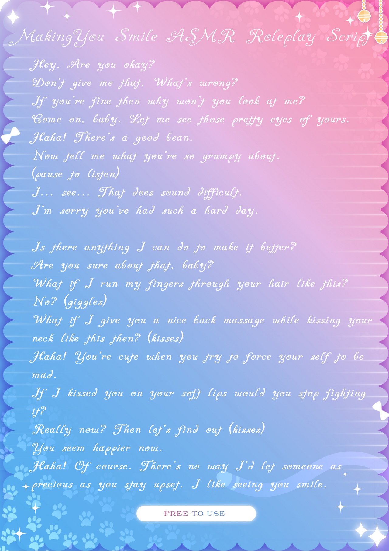 Smile Off Script Free to Use Making You Smile ASMR Roleplay Script by KittenPauws on ...