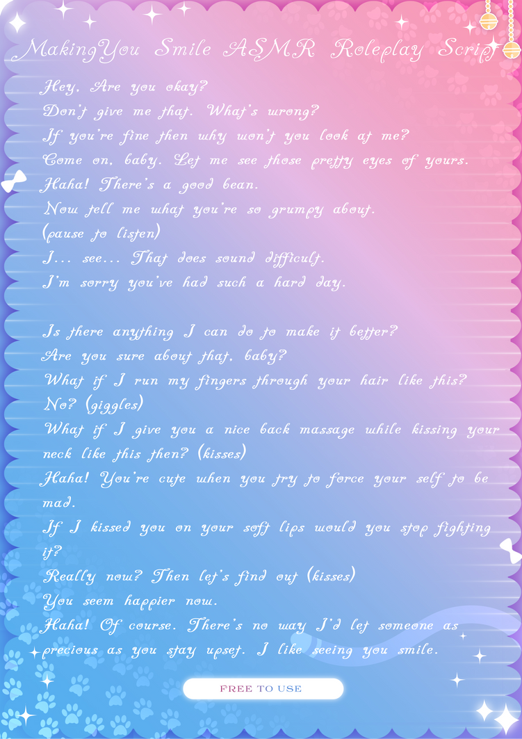 Free to Use Making You Smile ASMR Roleplay Script by KittenPauws on ...