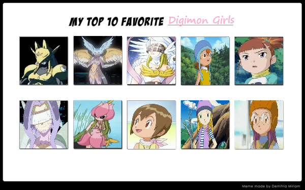 My Top 10 Favorite Digimon Girls Meme